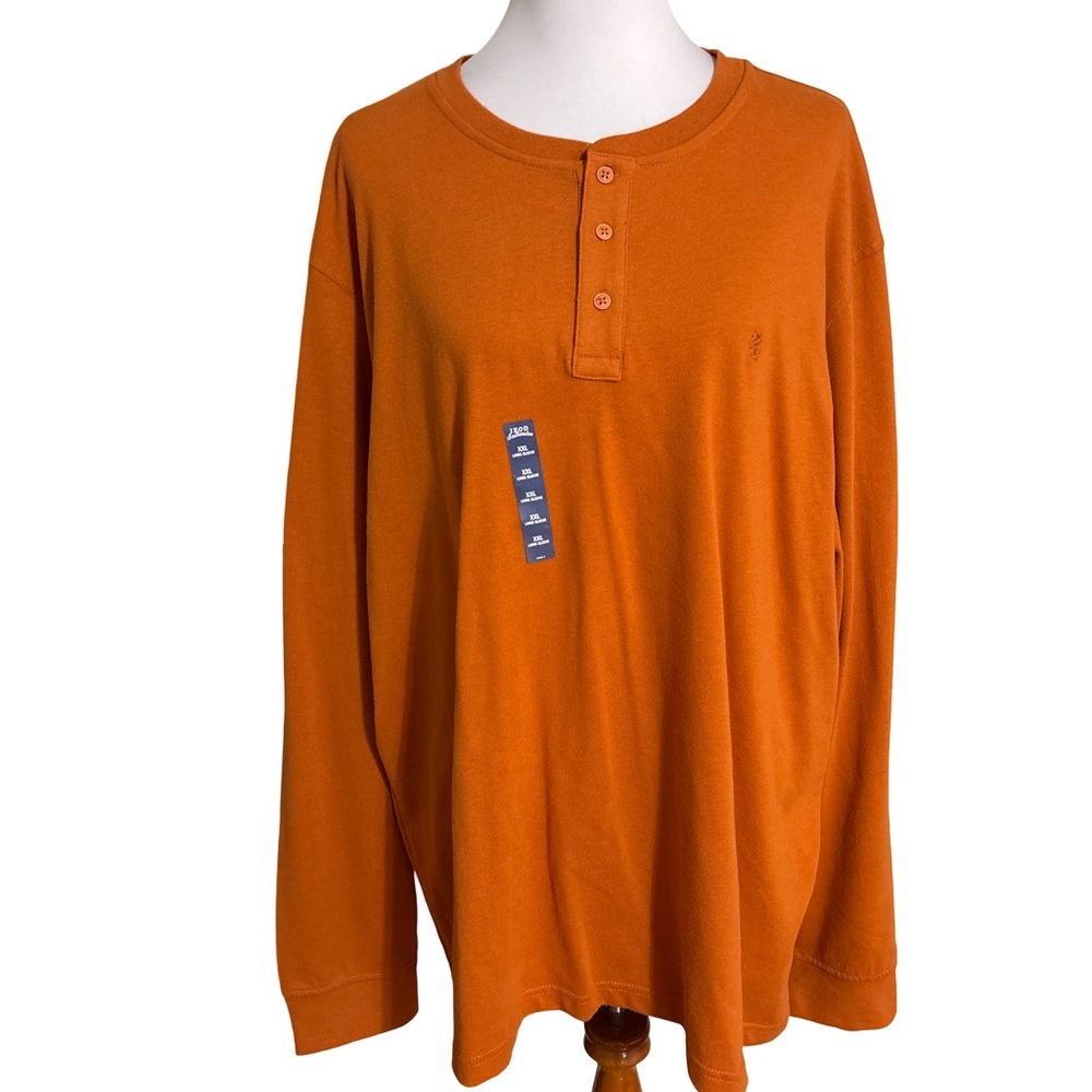 Izod Men's Orange Long Sleeve Henley Shirt